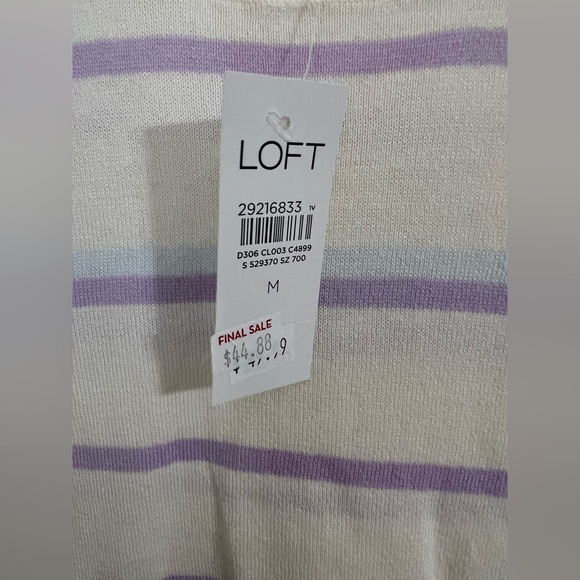 Loft Stripped Cotton Peplum Style Thin Sweater Top Size Medium - Picture 7 of 7